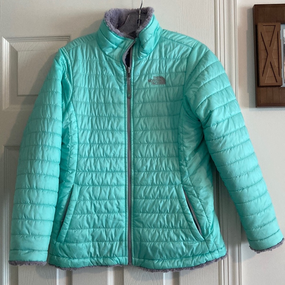 The North Face Mossbud Insulated Reversible Jacket Seafoam (Girls size XL)